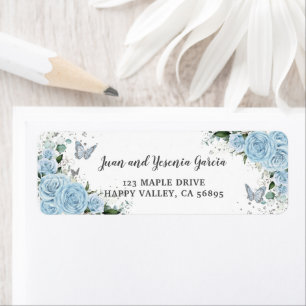 Étiquette d'adresse de retour de Quinceañera Flora