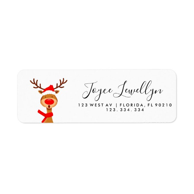 étiquette d'adresse de retour de rennes Noël (Devant)
