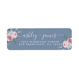Étiquette d'adresse de retour de rose rose bleue p