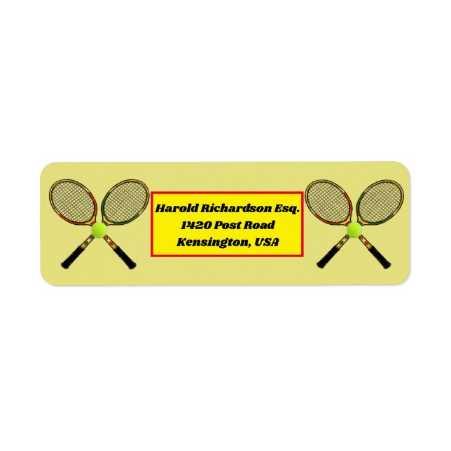 Étiquette d'adresse de retour de tennis (Devant)