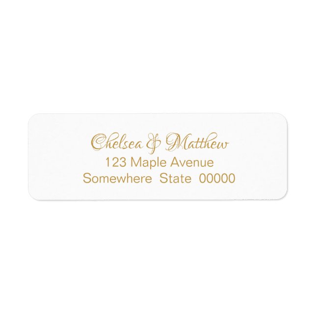 Étiquette d'adresse de retour de texte doré simple (Devant)