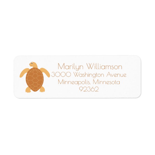 Étiquette d'adresse de retour de tortue (Devant)