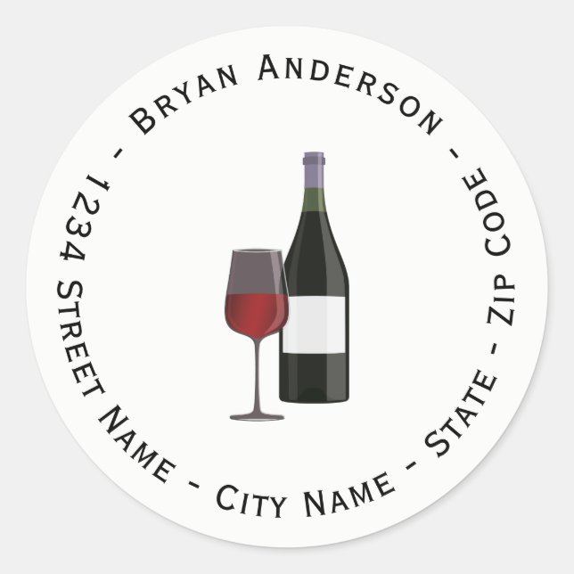 Étiquette d'adresse de retour de vin (Devant)