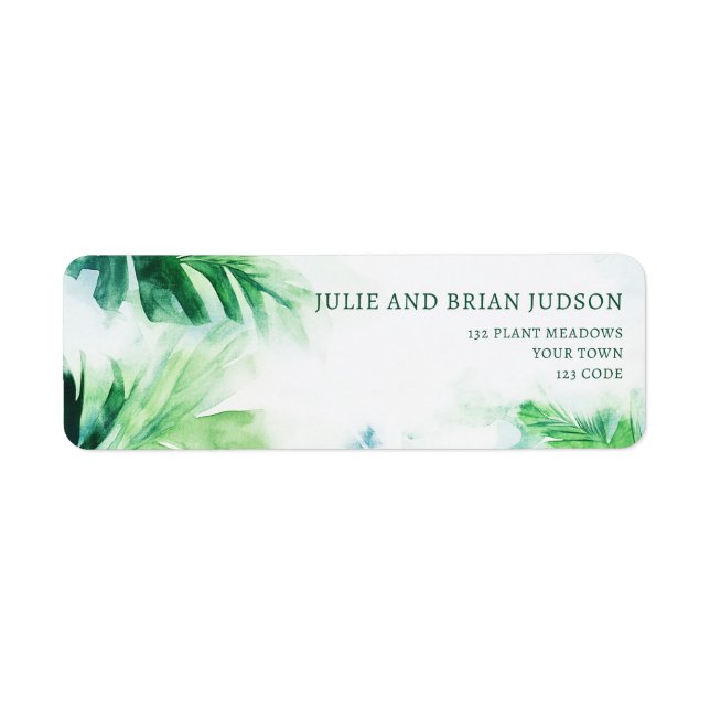 Étiquette d'adresse de retour des Feuilles tropica (Devant)