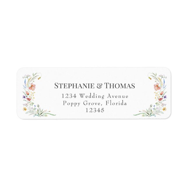 Étiquette d'adresse de retour des Fleurs sauvages  (Devant)