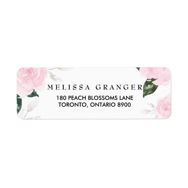 Étiquette d'adresse de retour des Roses d'aquarell (Devant)