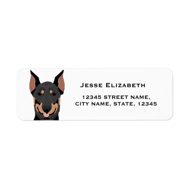 étiquette d'adresse de retour doberman - chien per (Devant)