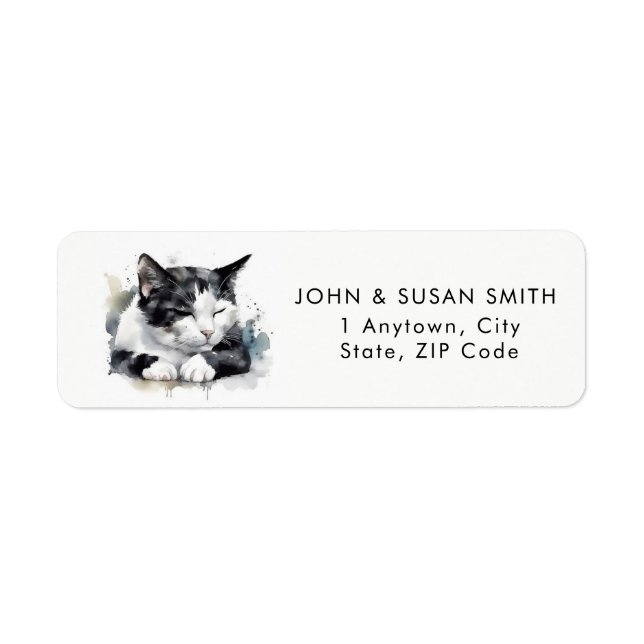 étiquette d'adresse de retour du chat tuxedo (Devant)