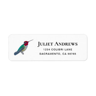 Étiquette d'adresse de retour du Colibri d'Anna
