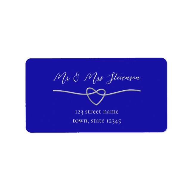 Étiquette d'adresse de retour du Mariage bleu roya (Devant)