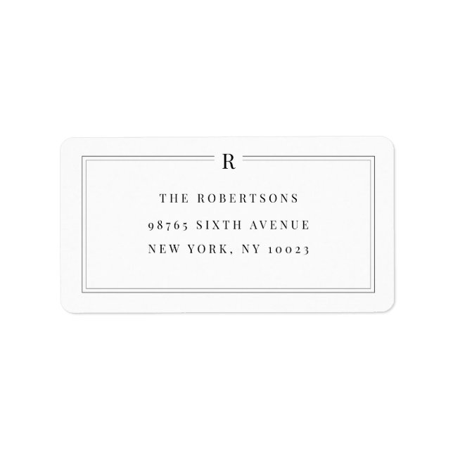 Étiquette d'adresse de retour du Mariage classique (Devant)