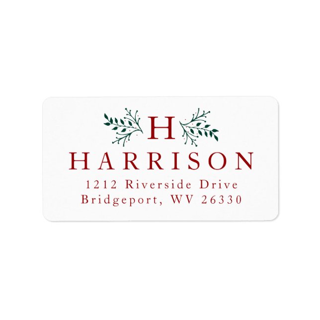 Étiquette d'adresse de retour du monogramme rustiq (Devant)