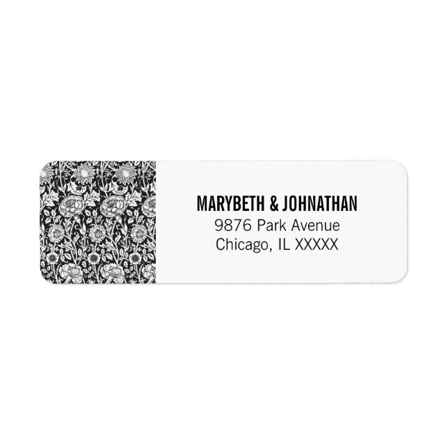 Étiquette d'adresse de retour du script de Mariage (Devant)
