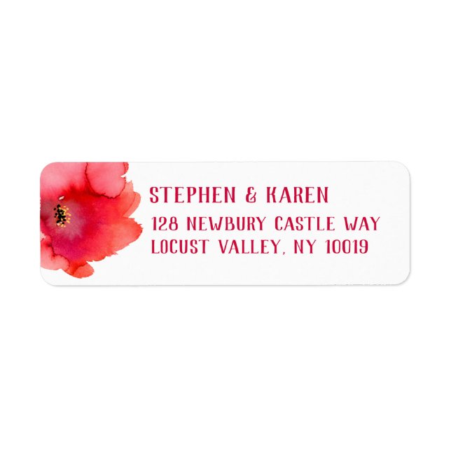 Étiquette d'adresse de retour élégante Red Poppy (Devant)