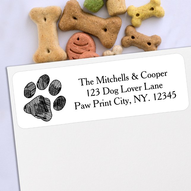 Étiquette d'adresse de retour Empreinte de patte r (Créateur téléchargé)