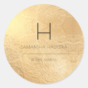 Étiquette d'adresse de retour en feuille dorée fau