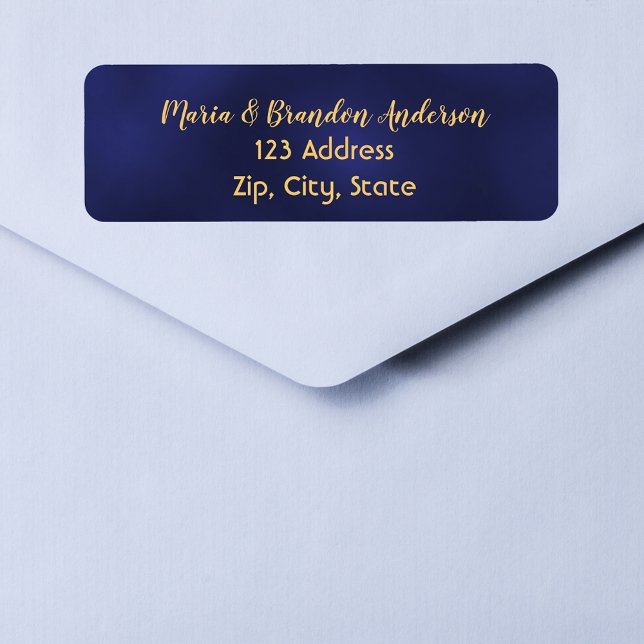 étiquette d'adresse de retour en or bleu marine (Créateur téléchargé)