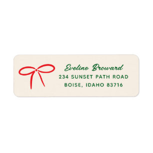 Étiquette d'adresse de retour Festive Red Simple B
