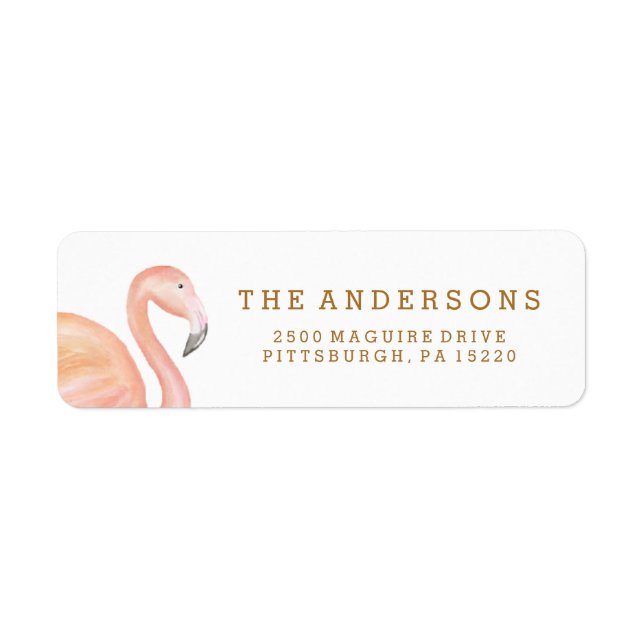 ÉTIQUETTE D'ADRESSE DE RETOUR Flamant rose (Devant)