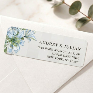 Étiquette d'adresse de retour Fleur de lis bleue e