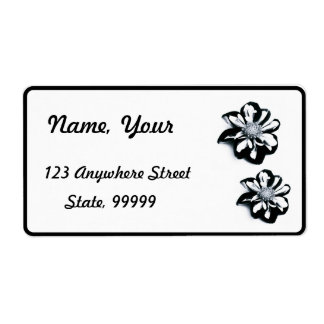 Étiquette d'adresse de retour Fleurs noires et bla