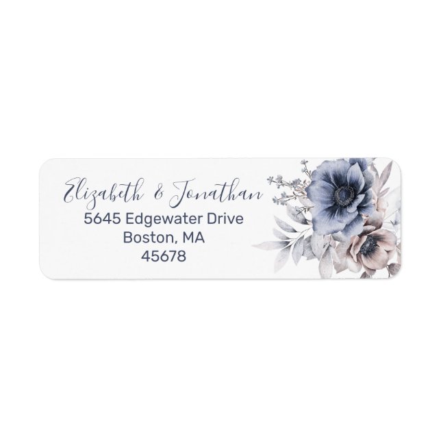 Étiquette d'adresse de retour Floral Aquarelle Ble (Devant)