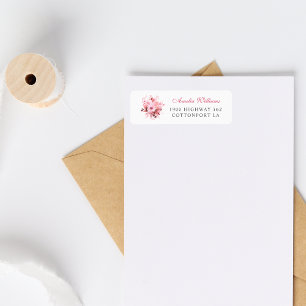 Étiquette d'adresse de retour floral aquarelle ros