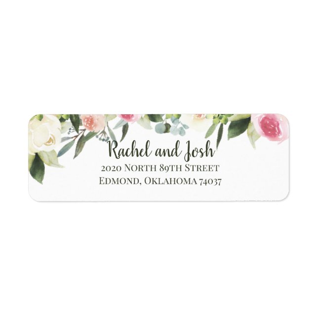 Étiquette d'adresse de retour Floral Blush (Devant)
