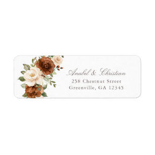 Étiquette d'adresse de retour Floral Rust Green Pe