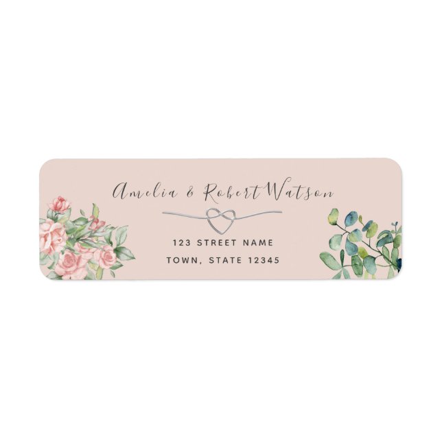 Étiquette d'adresse de retour florale rose (Devant)