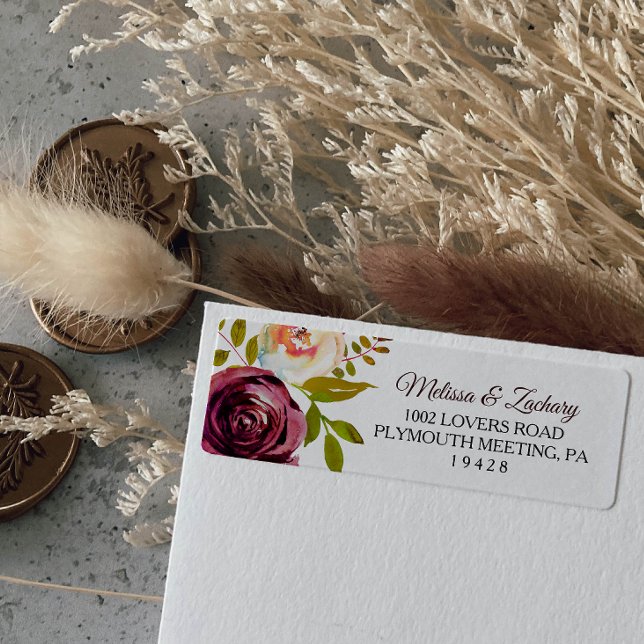 Étiquette d'adresse de retour florale simple de Bo (Créateur téléchargé)