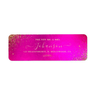 Étiquette d'adresse de retour Fuschia+Paillettes O