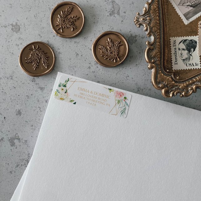 Étiquette d'adresse de retour géométrique verte et (Créateur téléchargé)