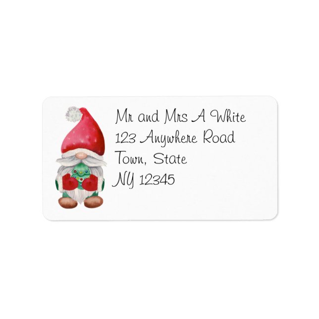 Étiquette d'adresse de retour Gnome de Noël (Devant)