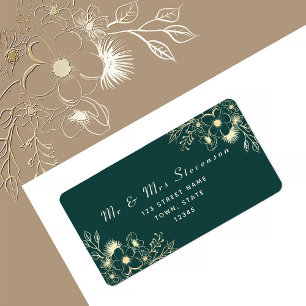 Étiquette d'adresse de retour Gold et Emerald Gree