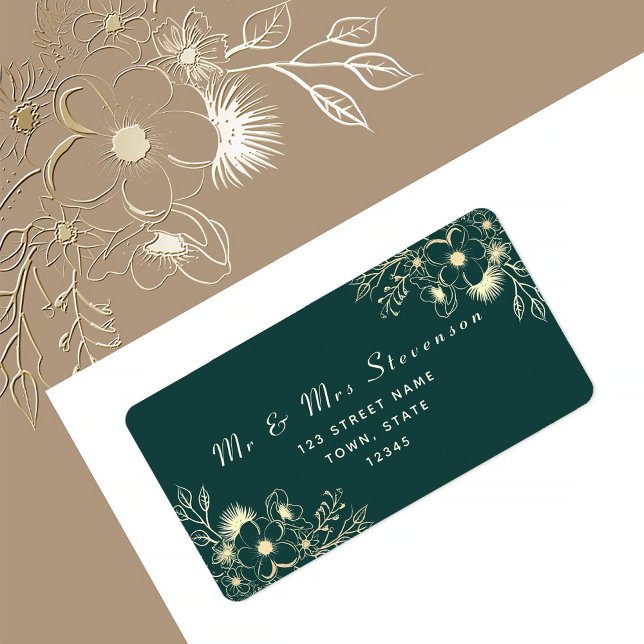 Étiquette d'adresse de retour Gold et Emerald Gree (Créateur téléchargé)