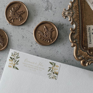 Étiquette d'adresse de retour Gold Greenery Fall