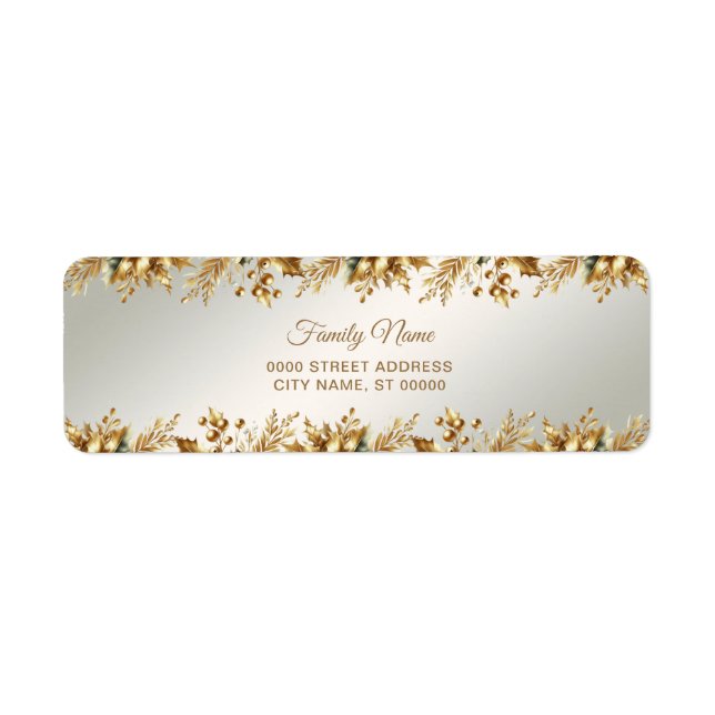 Étiquette d'adresse de retour Gold Holiday (Devant)