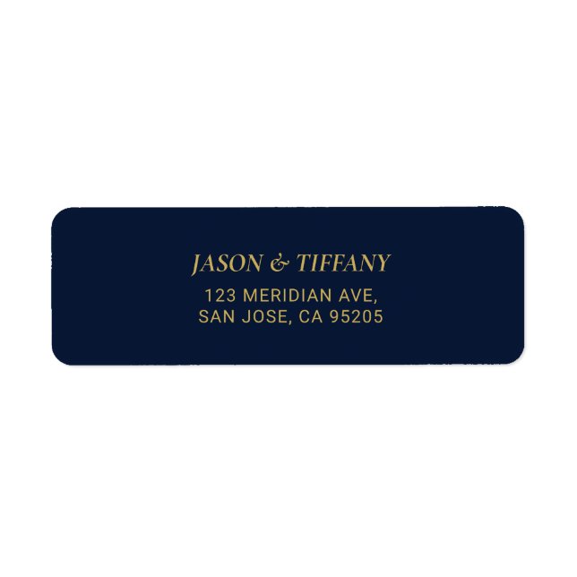 Étiquette d'adresse de retour Gold & Navy Blue Ele (Devant)