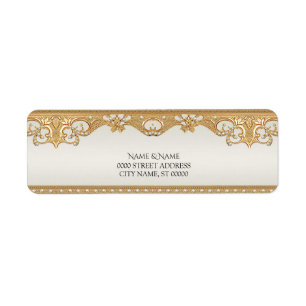 Étiquette d'adresse de retour Gold Ornate White Pe