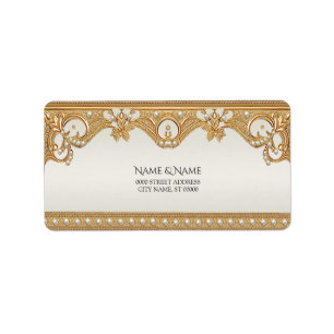 Étiquette d'adresse de retour Gold Ornate White Pe