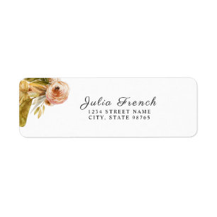 Étiquette d'adresse de retour Gold Pink Green Boho