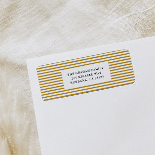 Étiquette d'adresse de retour Gold Pinstripe
