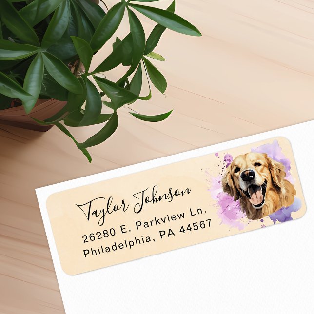 Étiquette d'adresse de retour Golden Retriever (Créateur téléchargé)