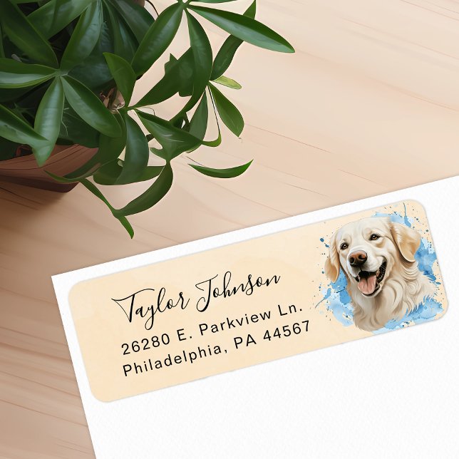 Étiquette d'adresse de retour Golden Retriever (Créateur téléchargé)