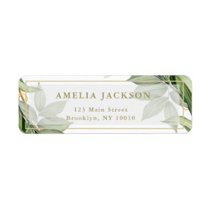 Étiquette d'adresse de retour Green Foliage Gold M