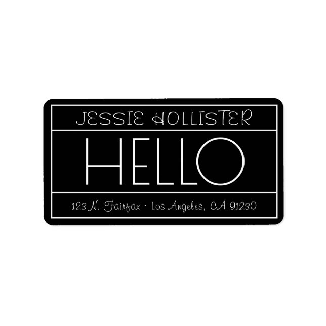 Étiquette d'adresse de retour "Hello" amusante | N (Devant)