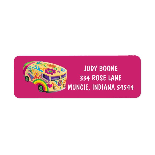 Étiquette d'adresse de retour HIPPIE VAN SUPER PIN (Devant)