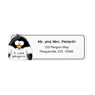 Étiquette d'adresse de retour I Love Penguins
