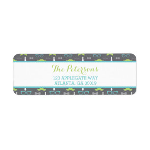 Étiquette d'adresse de retour Little Man, Turquois